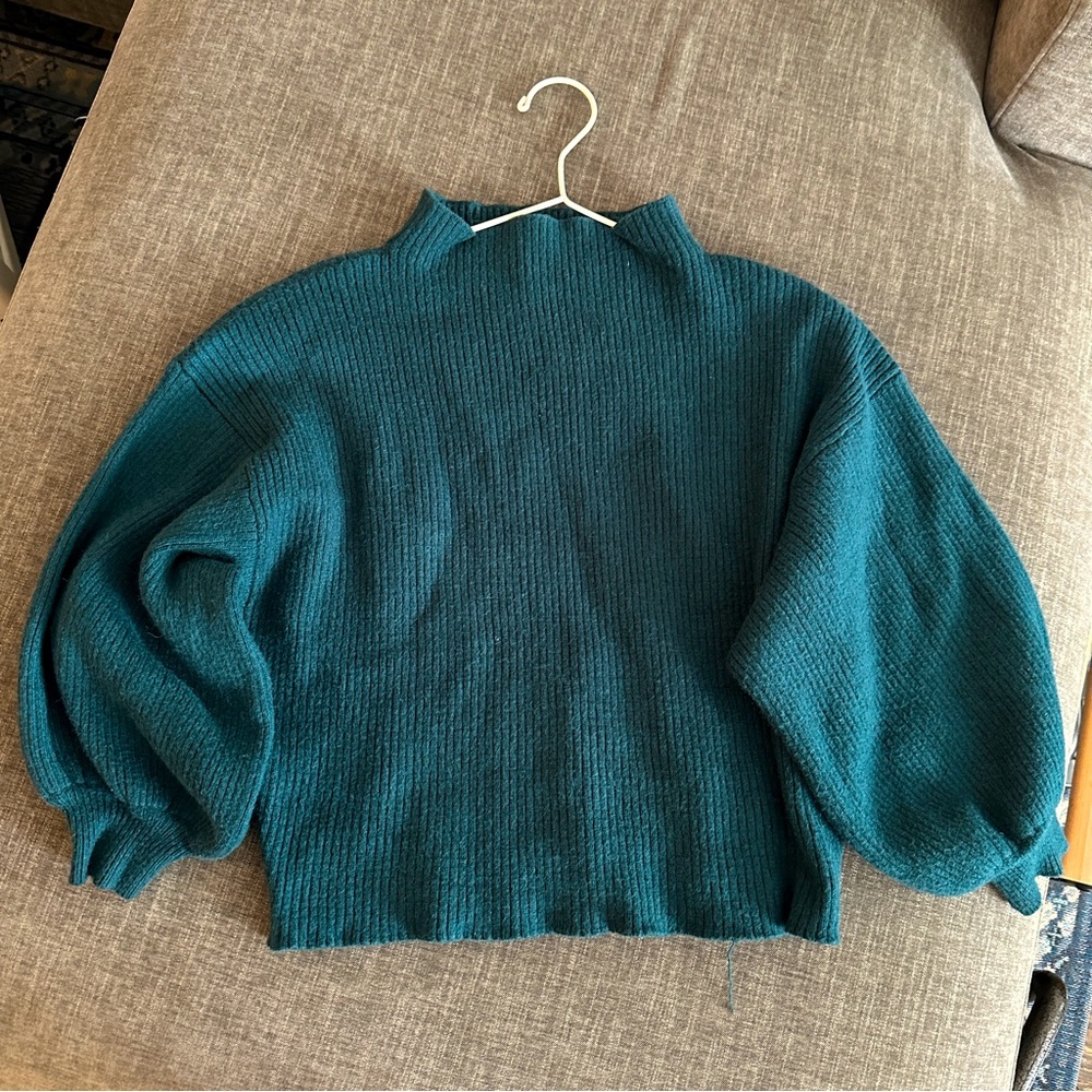 Line + Dot • turquoise puff sleeve sweater